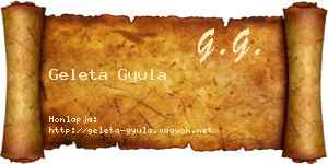 Geleta Gyula névjegykártya